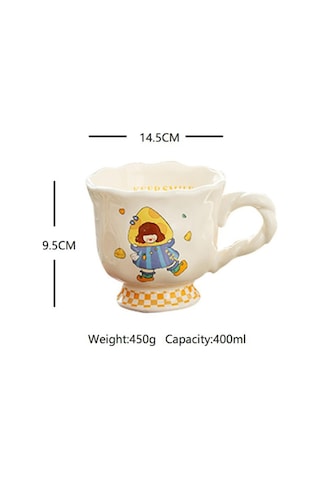 Masal Zamanı Temalı Retro Seramik Kupa 400 Ml Kırmızı