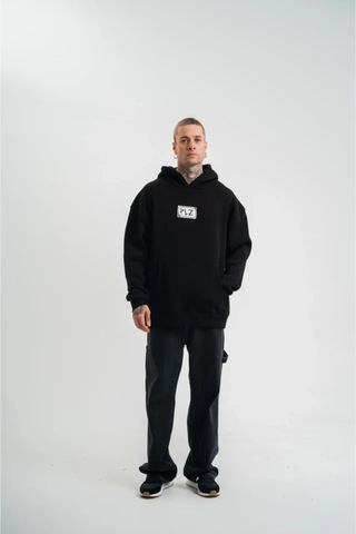 Butik İstanbul Unisex Kapşonlu Uzun Kol Patchli Nakışlı Sweatshirt - Siyah