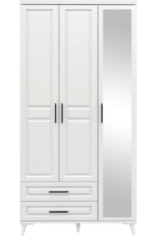 Gözde 3 Kapaklı Komple Mdf Aynalı Beyaz Gardırop