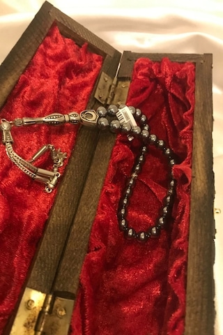 Tespih Terahertz Doğal Taş Tesbih Gümüş İmameli Ahşap Kutulu Frekans Çok Renkli