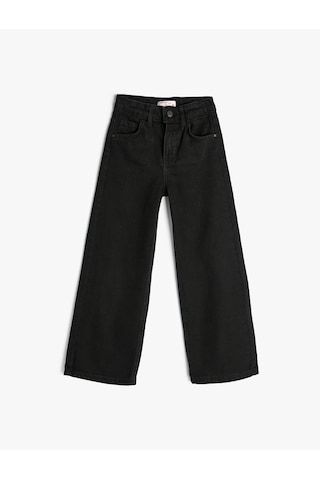 Koton Kot Pantolon Geniş Paça Cepli Pamuklu - Wide Leg Jean Siyah 5wkg40035ad Siyah