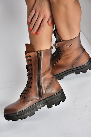 Fox Shoes V999049103 Taba Hakiki Deri Kadın Postal Bot Taba-hakiki Deri