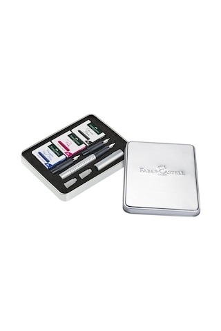 Faber-castell Grip 2011 Dolma Kalem Kaligrafi Set Gümüş Çok Renkli