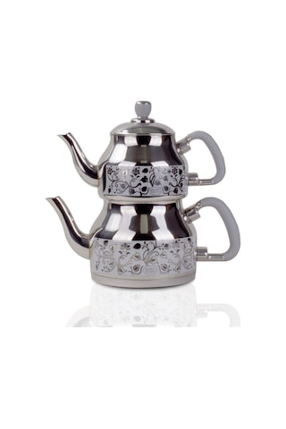 Özkent K-331 Sembol Mini Çaydanlık Çiçek Desenli - Füme