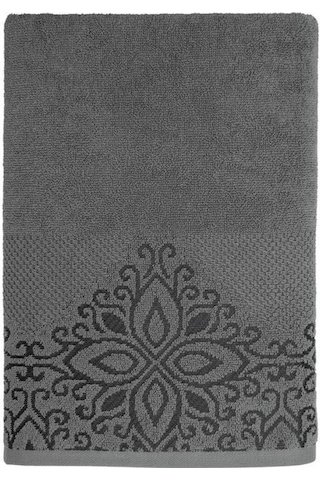 Pamuk Tekli Havlu Jakarlı Karna Home Klover - 50 X 90 Gri