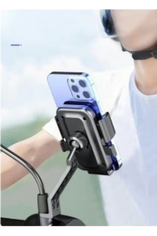 Motorsiklet - Bisiklet Telefon Tutucu Ayna Bağlantılı