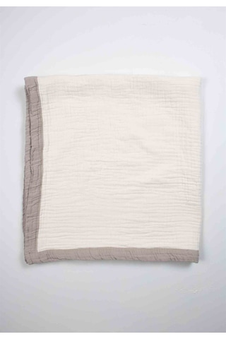 Cigit Kalın Biyeli Dört Kat Ham Battaniye 85x90 Cm Vizon Krem