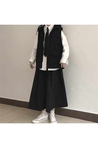 Sones Yüksek Bel Drape Etek Bol Ve İnce Orta Uzunlukta A Kesim Etek Siyah