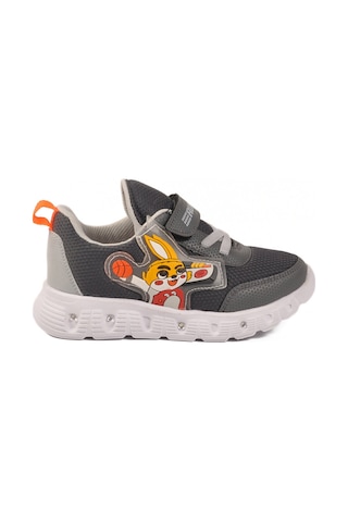 Füme Cırtlı Işıklı Hafif Unisex Çocuk Spor Ayakkabı 1015 P Füme