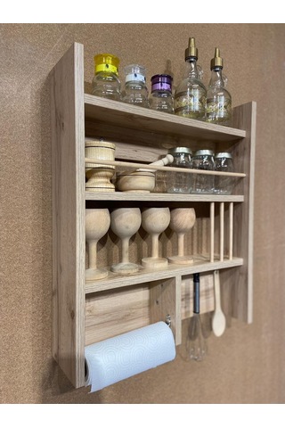 Bicabin Dekoratif Çok Amaçlı Duvar Rafı, Düzenleyici, Organizer (534115254) Meşe