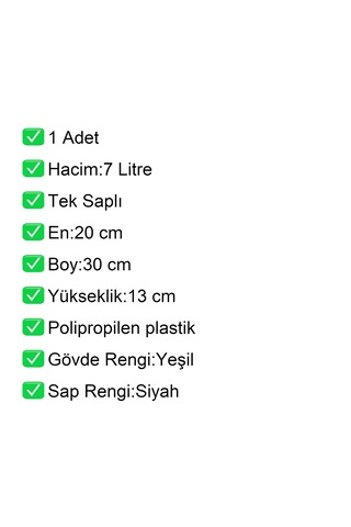 Kozmetik Ve Bijuteri Plastik Alışveriş El Sepeti 7 Litre Yeşil 1 Adet / En:20 Boy:30 Yükseklik:13 Cm Yeşil