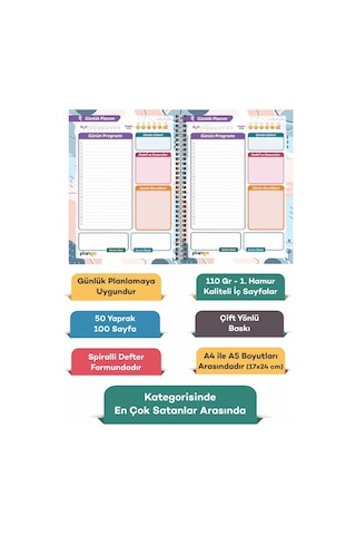 Plango Siyah - Gri Günlük Planlayıcı Defter - Daily Planner