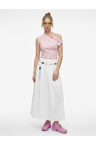 Koton Pamuklu Slim Fit Asimetrik Yaka Kolsuz Puantiyeli Drapeli Bluz Pembe Desenli 6sal30264ık
