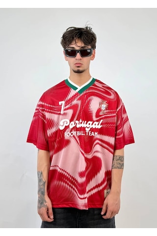 Zaee Portugal 7 Oversize Foootball Jearsy Forma Kırmızı
