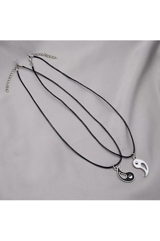 Best Friends Ying Yang İkili Arkadaşlık Sevgili Kolye Siyah - Beyaz