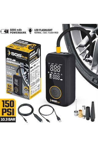 Sgs SGS5398 12V 6.0AH Şarjlı Hava Kompresörü
