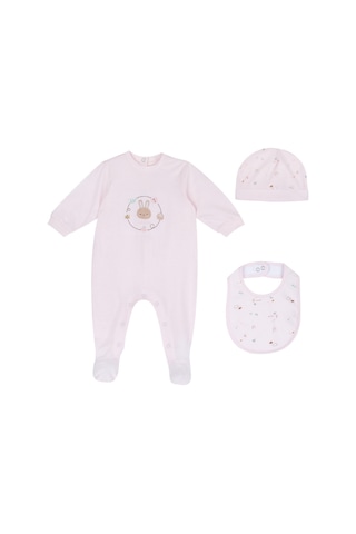 Chicco Kız Bebek Tulum, Şapka Ve Önlük Hediye Seti 09102093000000 000011 Pembe