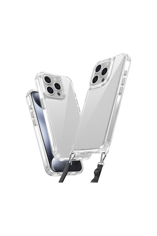 Nourthkiingdom Apple Uyumlu iPhone 15 Pro Max Kılıf Airbagli Takılabilir Askı Aparatlı Nrtk Snap Silikon Kapak - Şeffaf Şeffaf