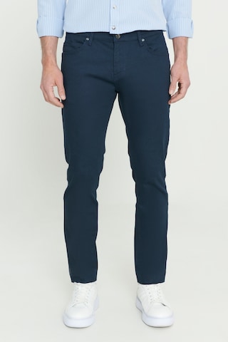 AC&Co / Altınyıldız Classics 360 Derece Her Yöne Esneyen Slim Fit Dar Kesim Diyagonal Desenli Erkek Pantolon Lacivert Çok Renkli