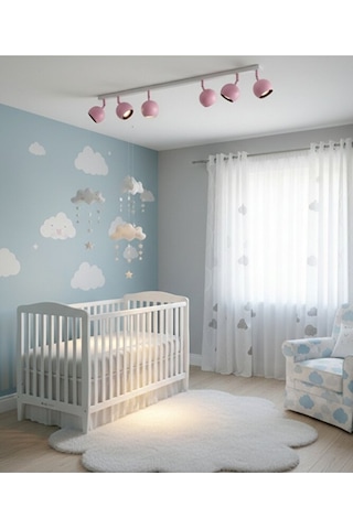Pembe Beyaz Bebek Çocuk Odası Gu10 Led Küre Altılı 6lı Hareketli Siyah