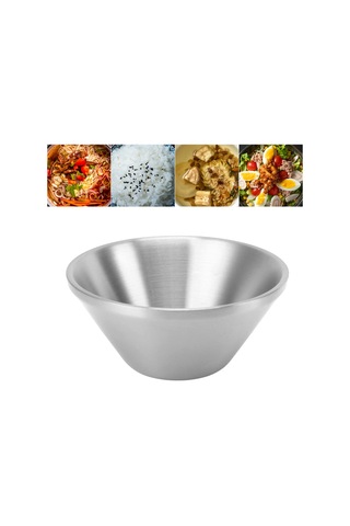 Yuntech01 304 Paslanmaz Çelik İki Katlı Kase - 15cm Altın Renkli, Isı Koruyucu, Yemek/salat/dondurma Kullanıma Uygun