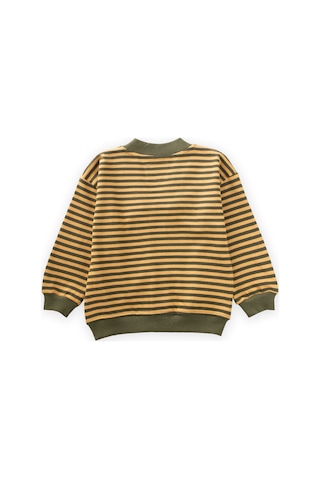 Çizgili Triko Hırka 0-4 Yaş Hardal Haki Hardal