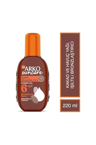 Arko Bronzlaştırıcı Güneş Yağı Sprey, Spf 6, 220 Ml