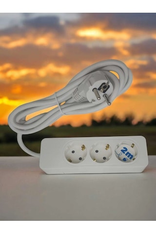 Asyagrup Seldur Üçlü Çocuk Korumalı Grup Priz 2 Metre Kablolu