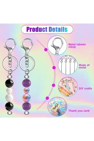 Gatherco 20 Adet Boncuklu Anahtarlık Çubukları, Kendin Yap Anahtarlık Yapımı İçin Boş Boncuklu Anahtarlık Aksesuarları, Kişiselleştirilmiş El Sanatları Hediyeleri