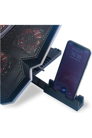 RGB Işıklı 5 Fanlı Notebook Soğutucu Kırmızı Led Telefon Tutuculu