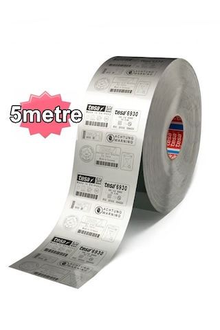 Tesa 6930 Lazer Etiket Bandı Gri 5m Tesa Etiket Bant Gümüş Gri