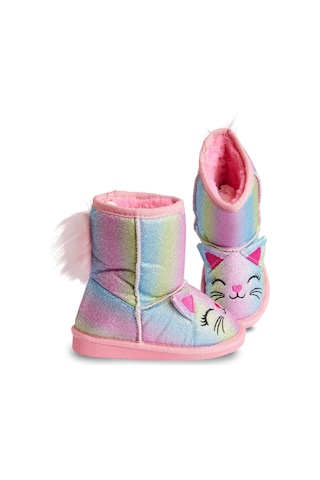 Denokids Kedi Renkli Simli Kız Çocuk Bot Pembe