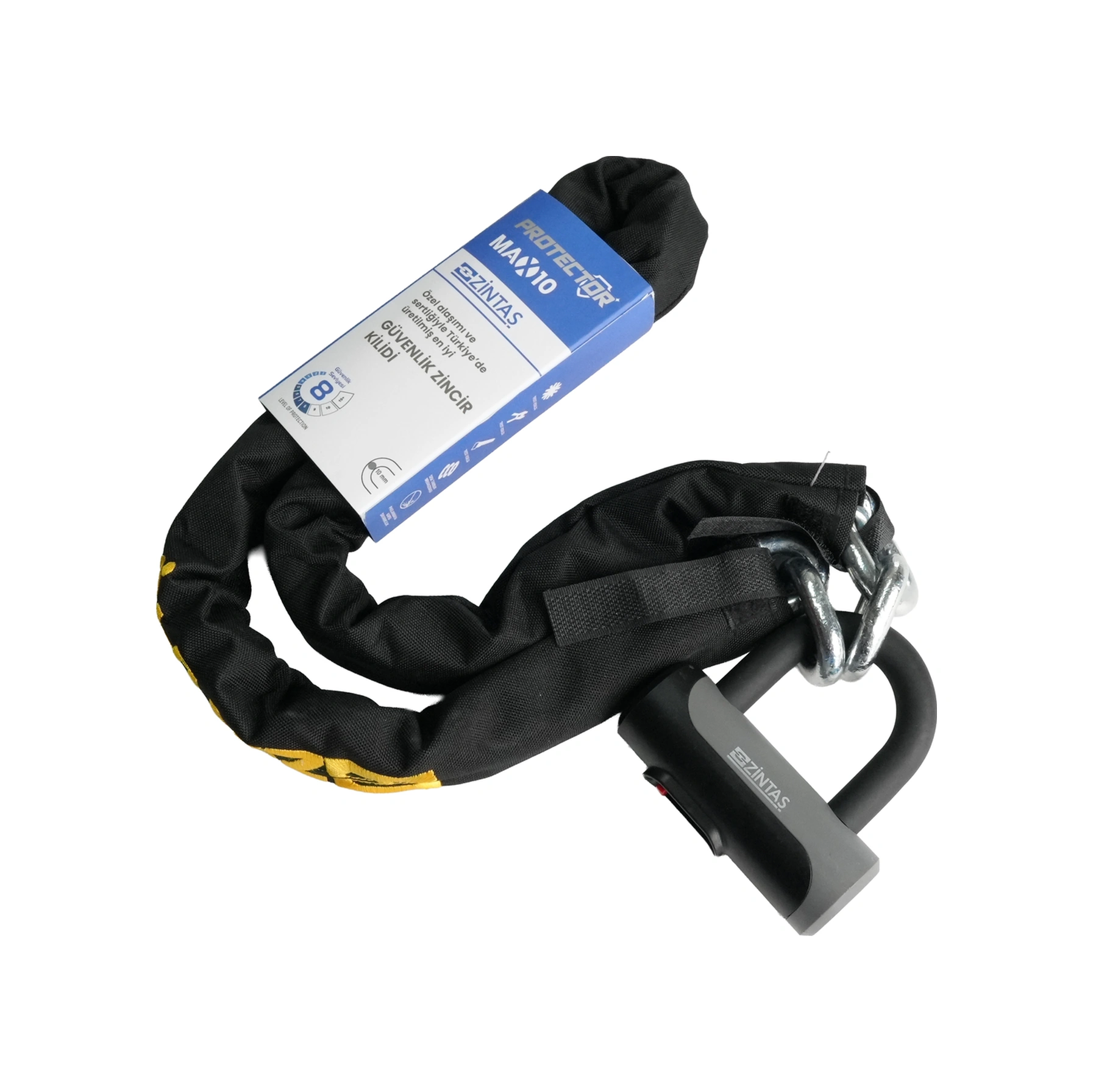 Zintaş Max10 Kesilmez Motosiklet Zincir Kilit 10 MM 150 CM