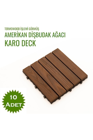Pafu Sunsoe Dişbudak Ağacı Balkon Bahçe Ahşap Yer Döşemesi Karo Deck 30x30 Cm - 10 Adet 0,9m2