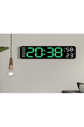 Teltree 9 İnç Büyük Sayıklı Duvar Saati - Sıcaklık, Nem, Hafta Günü Gösterici, Otomatik Işık Regülasyonlu Led Dijital Alarm Saat Kırmızı - Siyah