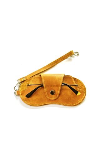 Bouscrab Gerçek Deri Özel Tasarım Gözlük Kılıfı Sarı