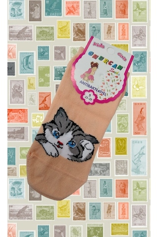 Shopiolog Kedi Desenli Çocuk Çorabı 4'lü Set