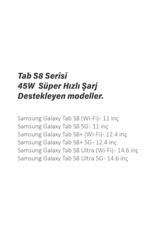 Diğer - Siyah - Samsung Galaxy Tab S9 - Tab S9 Ultra - Plus - 5g- Wifi İle Uyumlu Şarj Aleti 45w Süper Hızlı Şarj