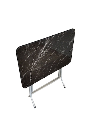 Sadeceonda Mermer Desenli Siyah Katlanır Balkon Masası - 50 x 80 CM Siyah