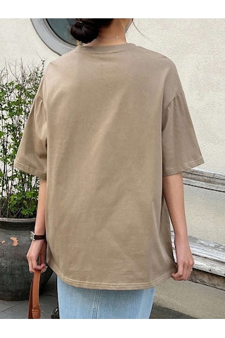 Flood Of Style Kadın Kahverengi Seize The Day Baskılı Oversize T-shirt