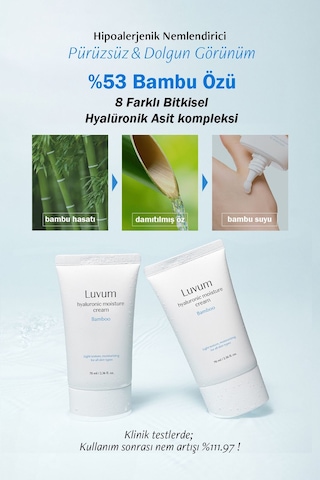 Luvum Bambu Özü ve Bitkisel Hyalüronik Asit İçeren Hipoalerjenik Yoğun Nemlendirici Luvum Bamboo Cream
