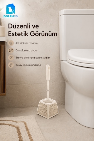 Jute Klozet Fırçası Wc Tuvalet Banyo Temizlik Fırçası Hazneli Dekoratif Çok renkli
