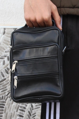 Mergenshoes Mkm C13 Siyah Hakiki Deri Erkek El Ve Omuz Çantası Siyah