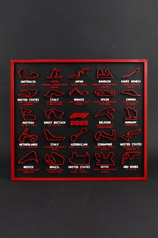 F1 2025 Yarış Takvimi / Formula 1 - 3 Boyutlu Tabela - 22.5cm X 20cm X 1.5cm