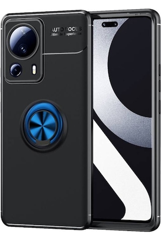 Xiaomi Mi 13 Lite Kılıf Yüzüğü Stant Ve Araç Tutucu Olabilen Şık Esnek Premium Silikon Kapak Ryc/ravel Siyah - Mavi