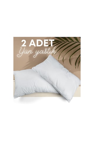 Elyaf Sepeti %100 Doğal El Dikişi Organik Yün Yastık Beyaz 2 Adet 50 x 70 CM