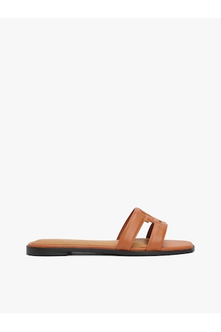 Tommy Hilfiger Th Logo Strap Mule Kadın Kahverengi Sandalet - Fw0fw08671
