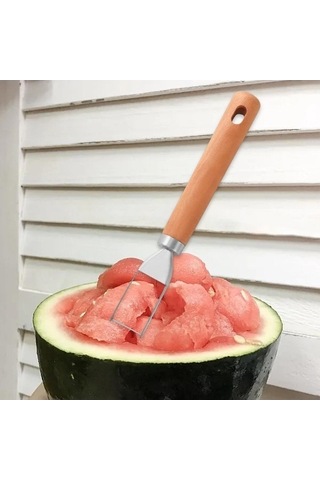 Fastbuy Karpuz Dilimleyici Paslanmaz Çelik Ahşap Saplı, Ev Kamp Pratik Diğer Kullanımı Diğer