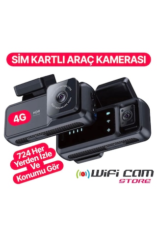 Sim Kartlı Çift Kameralı 4g Araç Kamerası Gps Ve Konum Özelliği