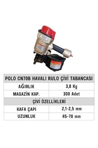 Polo CN70B Havalı Rulo Çivi Tabancası